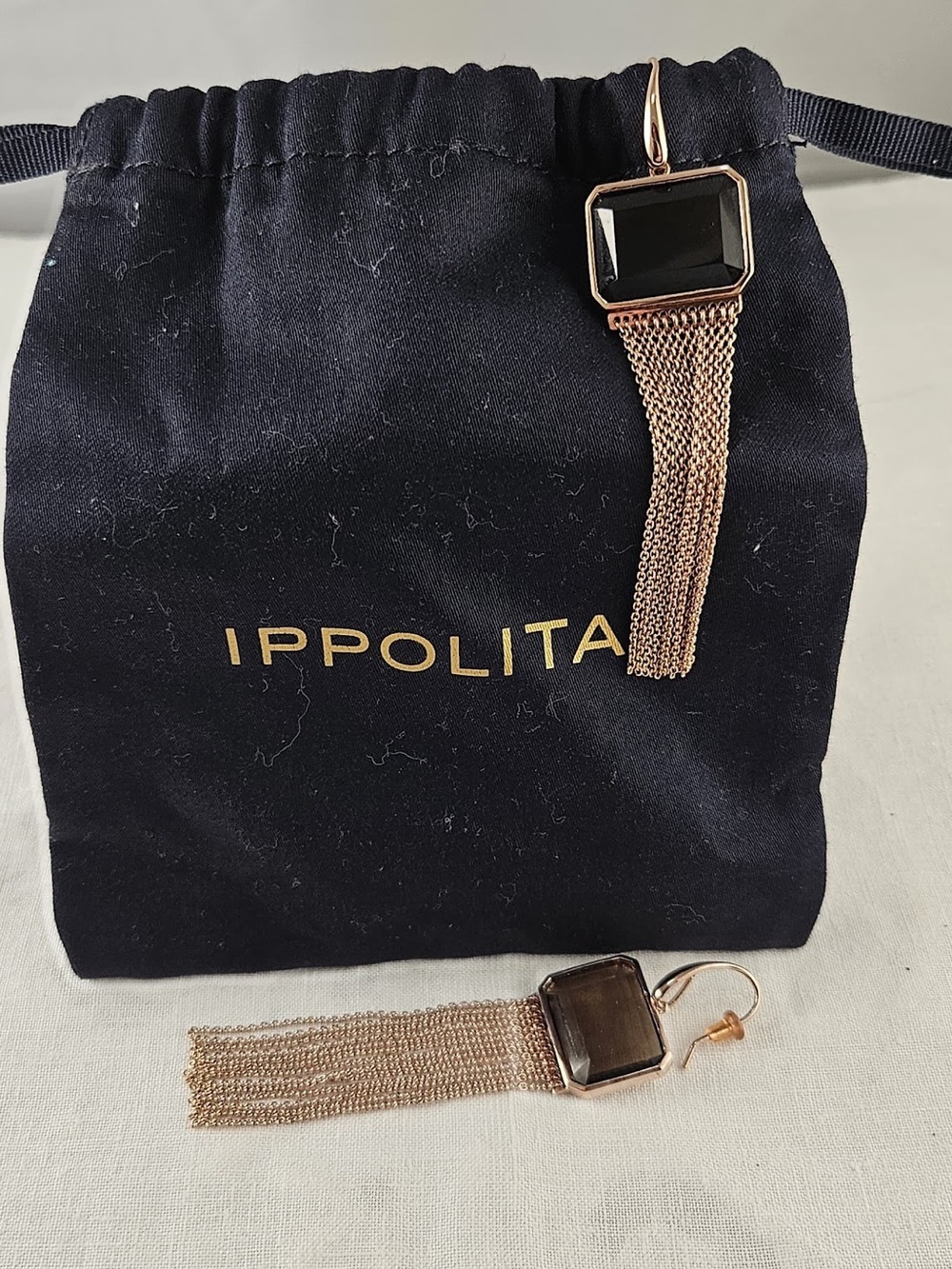 Lolita Brown Stone Rose Gold Chain Tassel Earrings, 925 over rose gold 🥰🤩🥳🎊 🔥